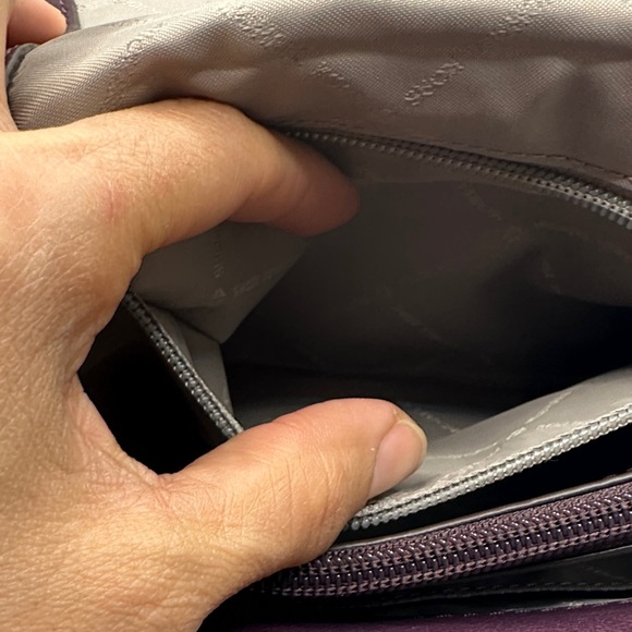 Michael Kors Quilted Vivianne Shoulder Bag in Plum with Silver Chain - Picture 12 of 16